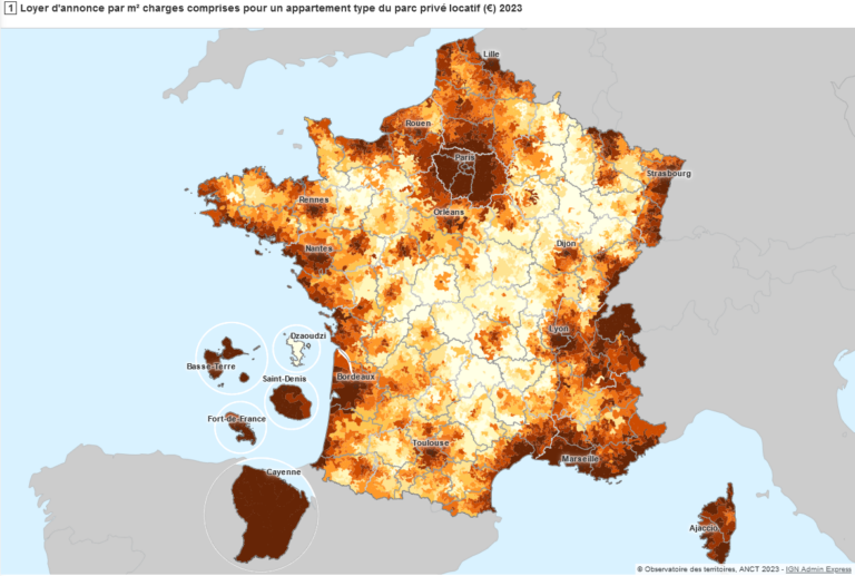 Carte des loyers en France